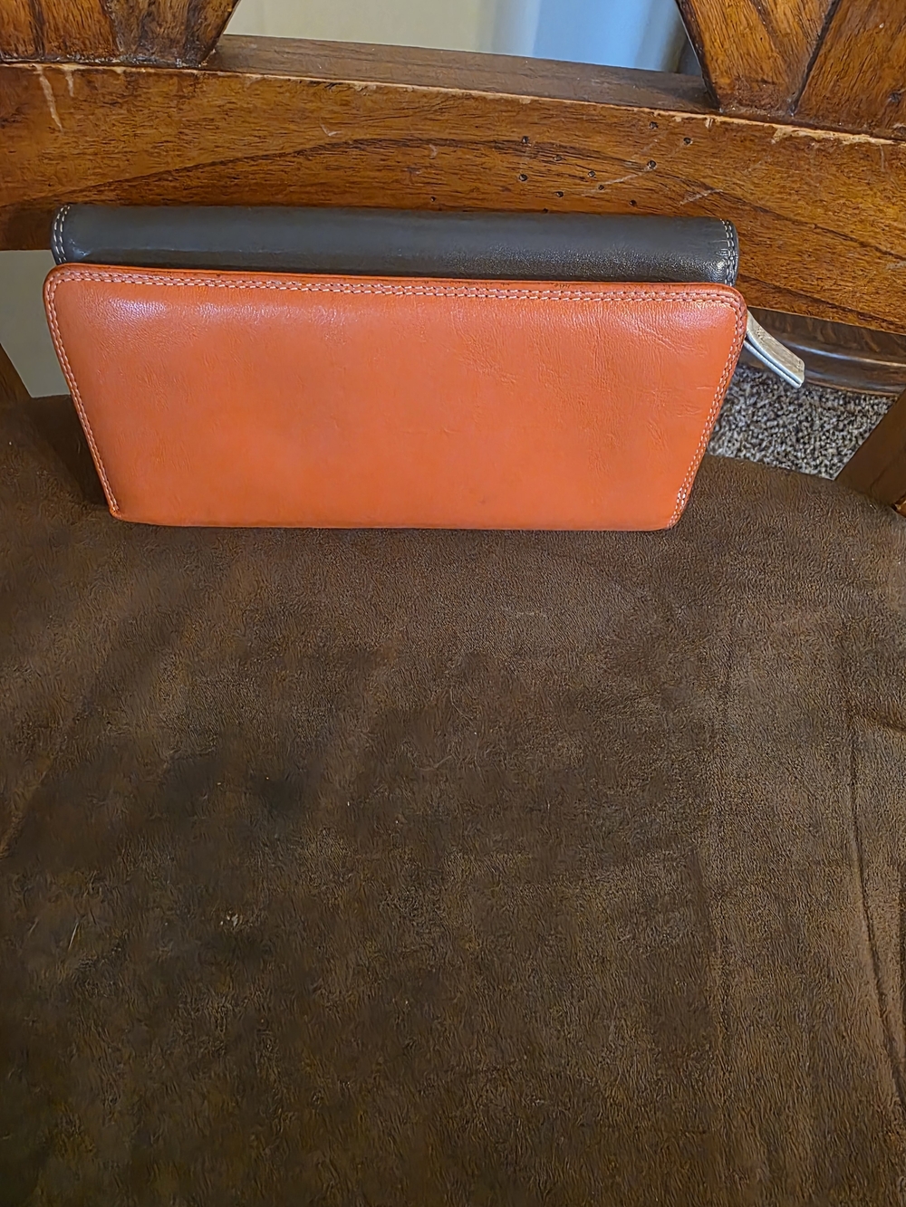 Mywalit | Large Leather Trifold Wallet | Gray Orange Red | 12 Card Slots 👛 - Picture 5 of 15